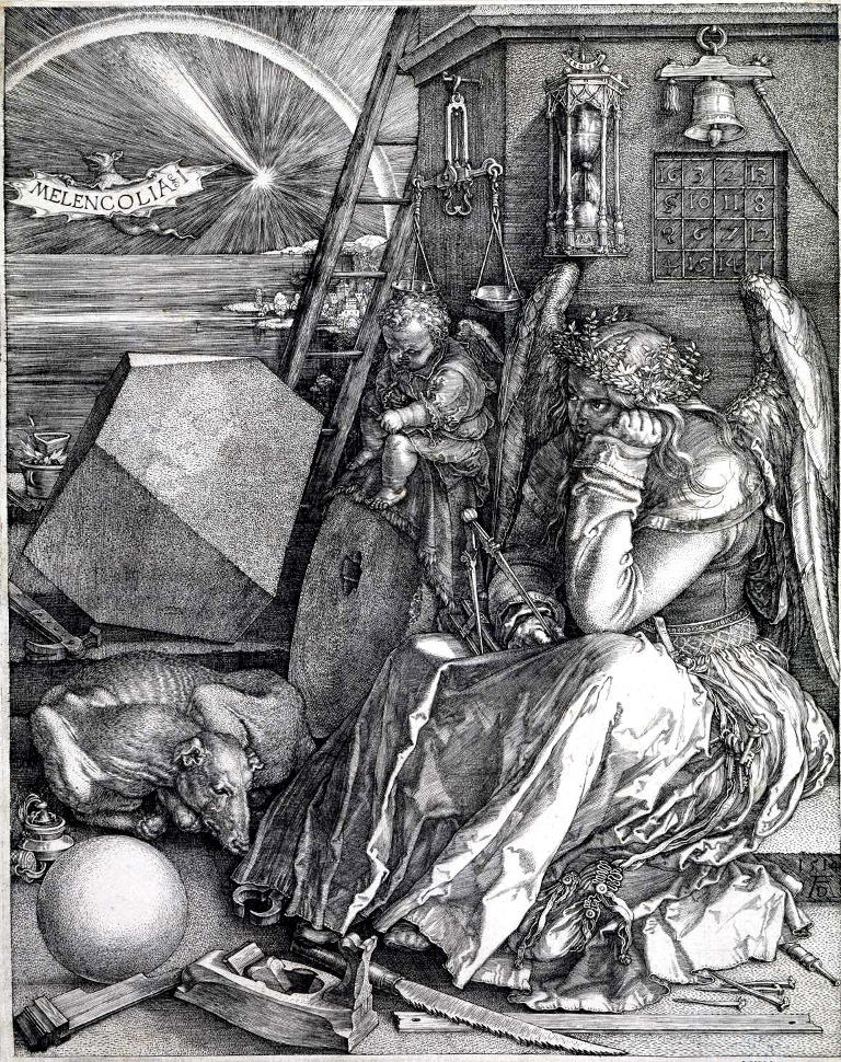 Melencolia &sect; I by Albrecht D&uuml;rer [Public domain], via Wikimedia Commons